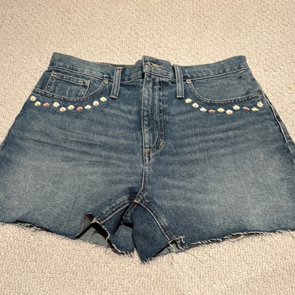 Embroidered Denim Shorts